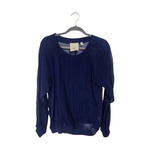 One Fine Day Free People Pleated Blouse‎ Women M Blue Excellent